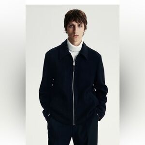 Men's Black Regular Fit Wool-Blend Jacket